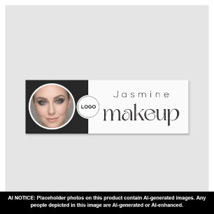 Black And White Beauty Professional MUA Photo Qr Name Tag