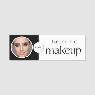 Black And White Beauty Professional MUA Photo Qr Name Tag