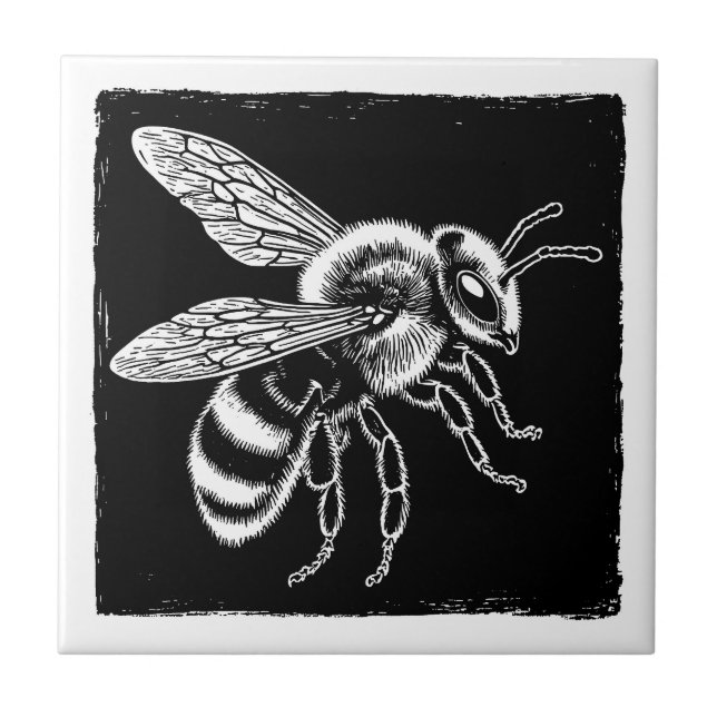 Black and White Bee Tile (Front)