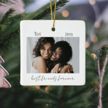Black and White Best Friends Photo Ornament