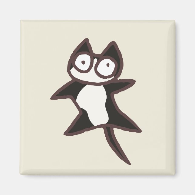 Black and White Bicolor Cat Magnet (Front)