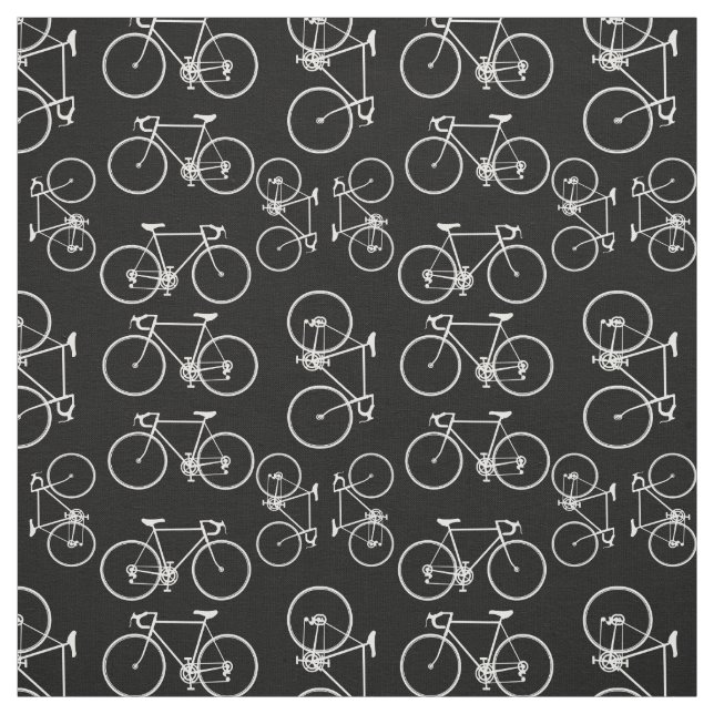 Black and white bicycle pattern fabric (Swatch)