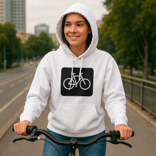 Black And White Bicycle Symbol Womens Hoodie