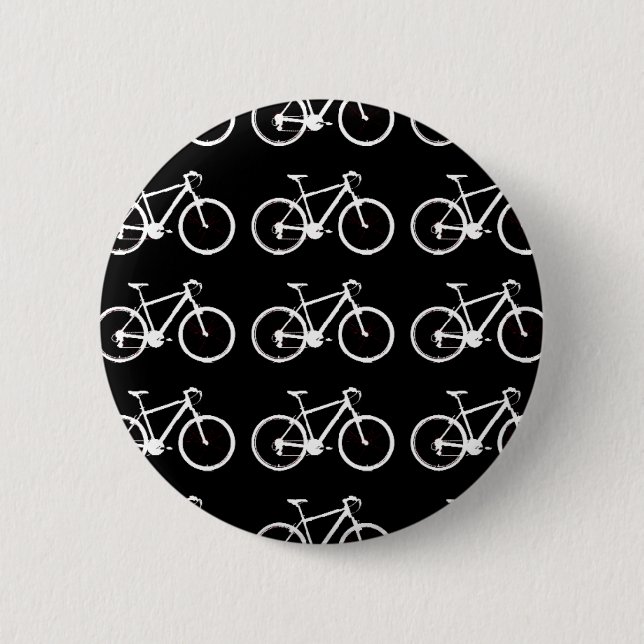 black and white bicycles patterning 6 cm round badge (Front)