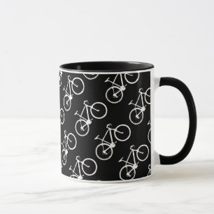 black and white bicycles patterning mug