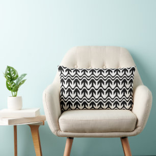 Black and White Bidirectional Wave Pattern Lumbar Cushion