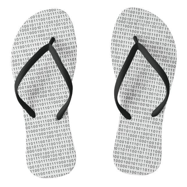Black and White Binary Code Stripes Jandals (Footbed)