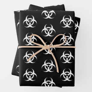 Black and White Biohazard  Wrapping Paper Sheet
