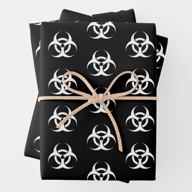 Black and White Biohazard  Wrapping Paper Sheet (In situ)