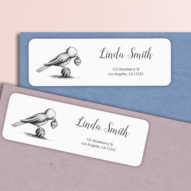 Black and White Bird Holiday Return Address (Creator Uploaded)