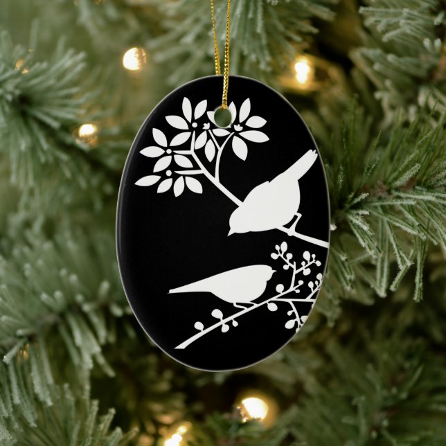 Black and White Birds Ceramic Tree Decoration (Tree)