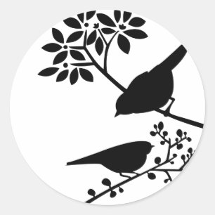 Black and White Birds Classic Round Sticker
