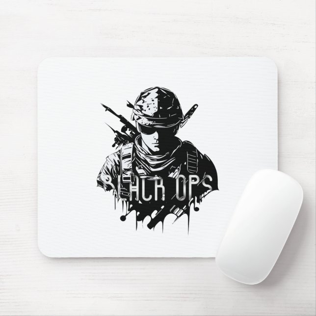 Black and White Black Ops Mousepad (With Mouse)