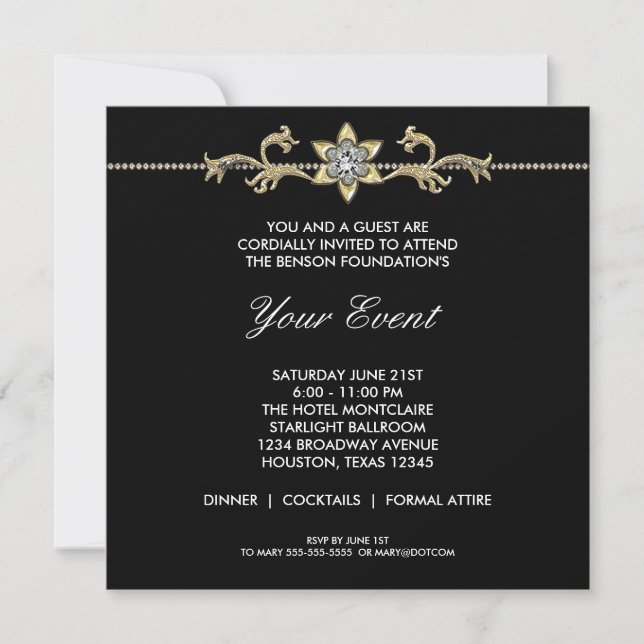 Black and White Black Tie Corporate Party Invitation (Front)
