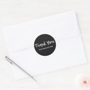 Black and White Blank Elegant Handwritten Classic Round Sticker