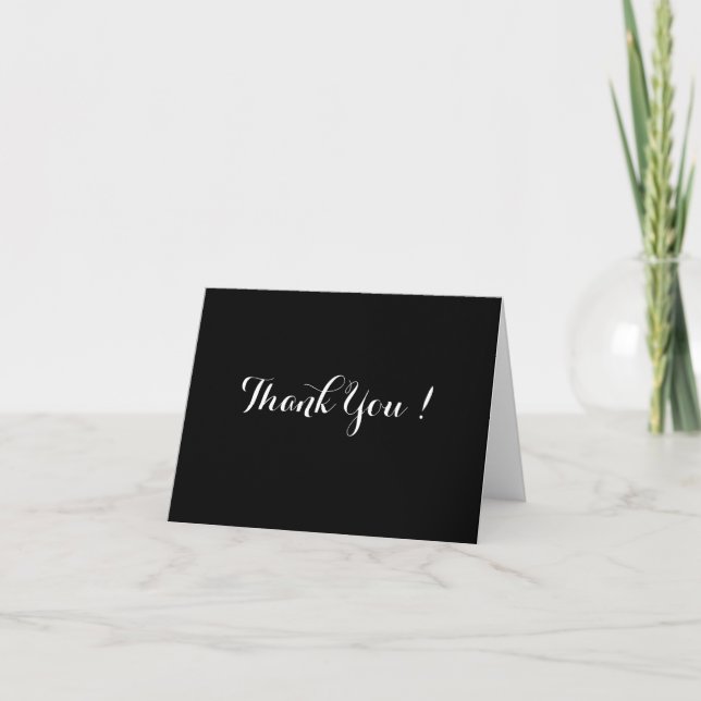 Black and White Blank Inside Thank You Card (Front)