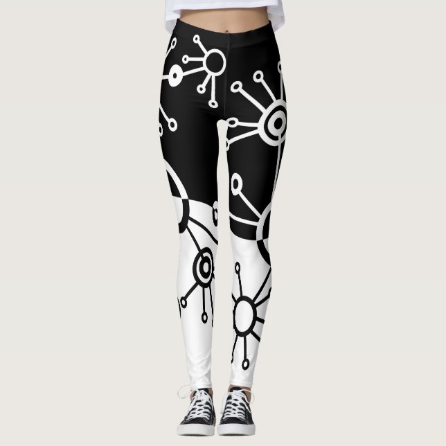 Black and White Blips Leggings (Front)