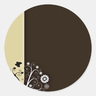 Black and White blossom and butterflies Classic Round Sticker