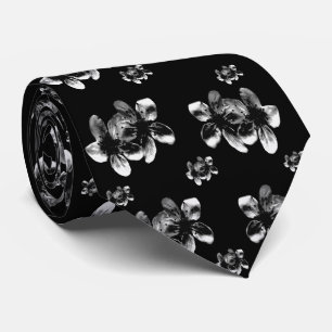 Black And White Blossom Pattern, Tie