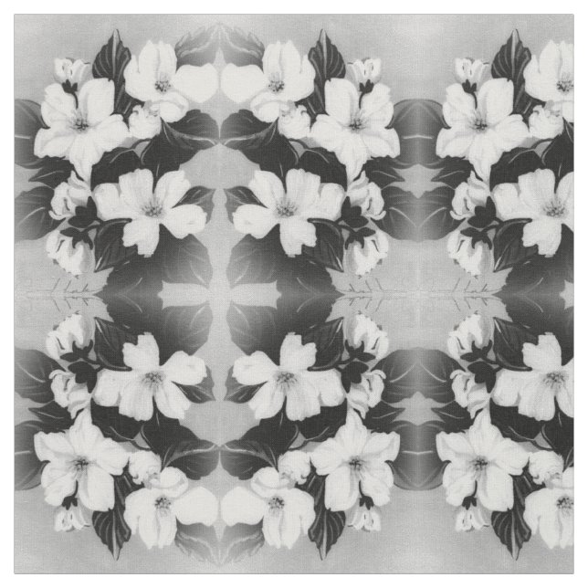 Black and White Blossoms Fabric (Swatch)