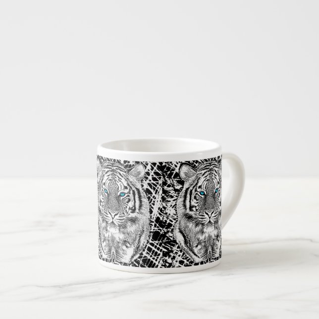 Black And White Blue Eyes Tiger design Espresso Cup (Front Right)