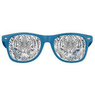 Black And White Blue Eyes Tiger design Retro Sunglasses