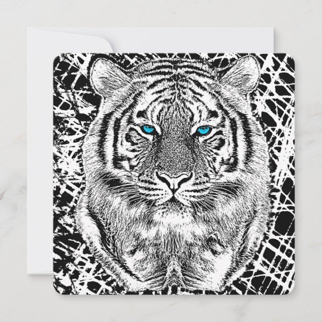 Black And White Blue Eyes Tiger Graphic (Front)