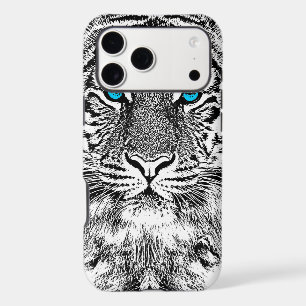 Black And White Blue Eyes Tiger Graphic