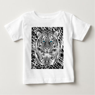 Black And White Blue Eyes Tiger Graphic Baby T-Shirt