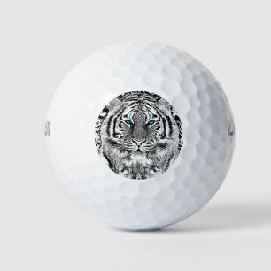 Black And White Blue Eyes Tiger Graphic Golf Balls