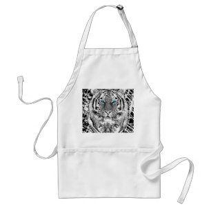 Black And White Blue Eyes wild Tiger face Standard Apron