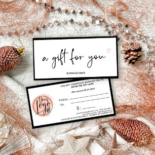 Black and white blush heart logo gift certificate