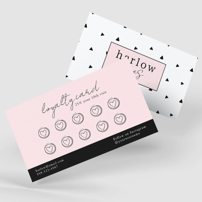 Black and White Blush Pink Loyalty Card (Creator Uploaded)