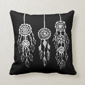 Black and White Bohemian Dreamcatchers Cushion