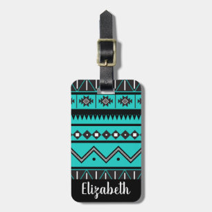 Black and White Bohemian Tribal Aztec Luggage Tag