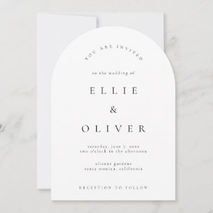 Black and White Boho Arch Modern Wedding Invitation