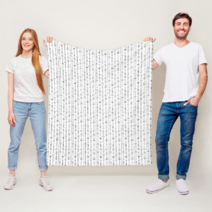 Black and white boho doodle abstract pattern fleece blanket