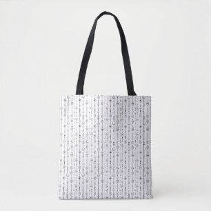 Black and white boho doodle abstract pattern tote bag