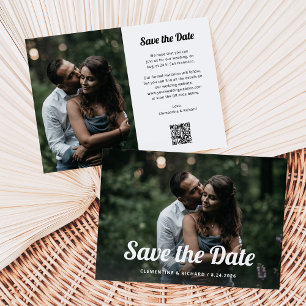 Black and White Boho   Two Photo and QR Code Save The Date