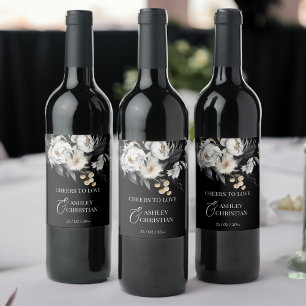 Black and white boho wedding personalised  wine label