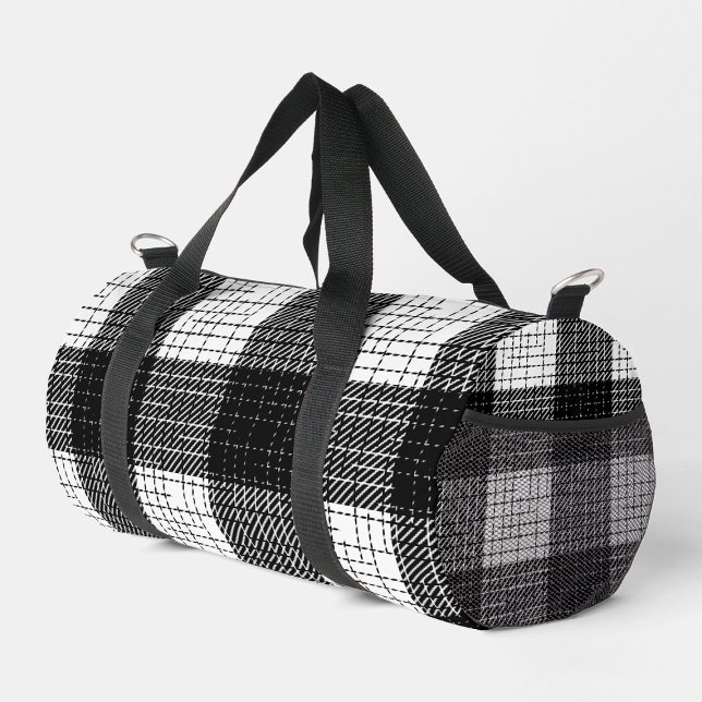 Black and White Bold Checkered Plaid Design  Duffle Bag (Creator Uploaded)