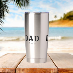 Black And White Bold Dad Established Insulated Tumbler