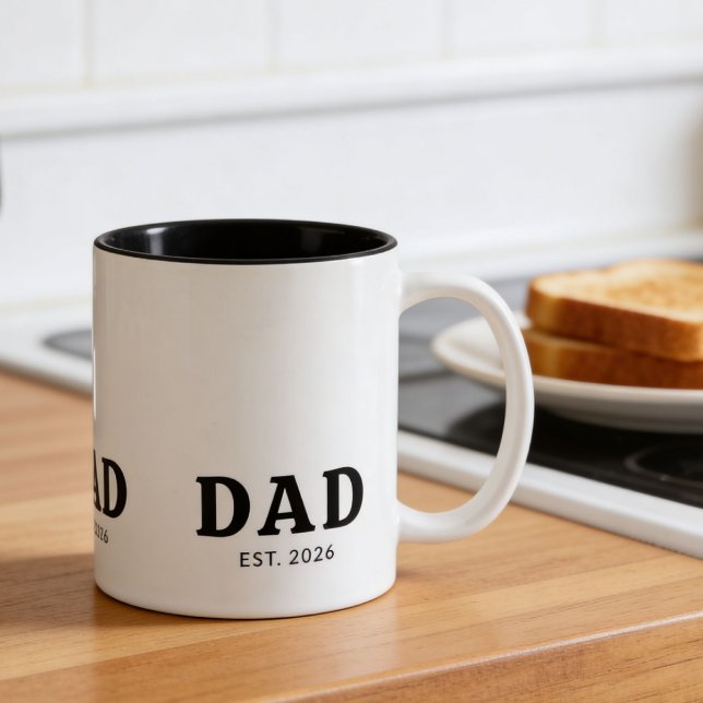 Black And White Bold Dad Established Two-Tone Coffee Mug (Creator Uploaded)