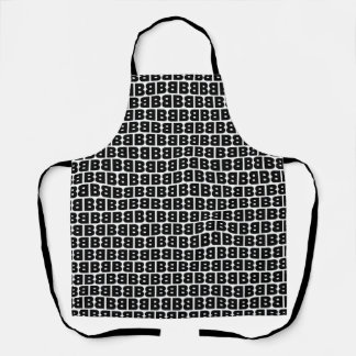 Black and White Bold Letter B Pattern Alphabet Apron