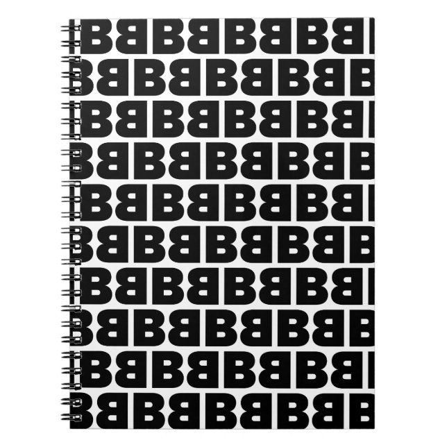 Black and White Bold Letter B Pattern Alphabet Notebook (Front)