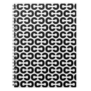 Black and White Bold Letter C Pattern Alphabet Notebook