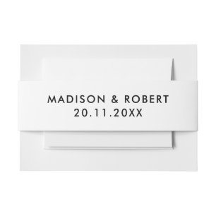 Black and White Bold Minimalist Modern Wedding Invitation Belly Band