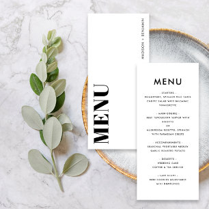 Black and White Bold Minimalist Modern Wedding Menu