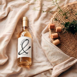 Black and White Bold Minimalist Modern Wedding Wine Label