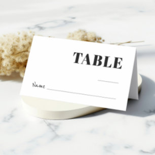 Black and White Bold Minimalist Wedding Guest Place Card